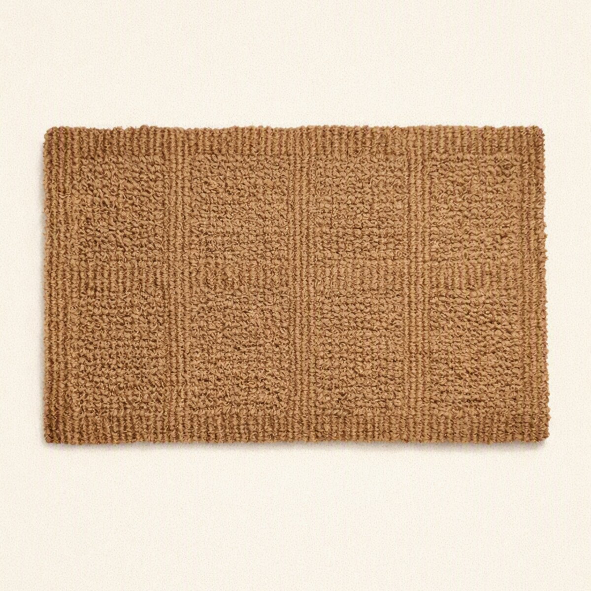 Ribbed traditional coir mat with striped weave pattern